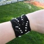 Black Cotton Knit Lace Cuff..