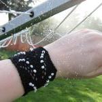 Black Cotton Knit Lace Cuff..