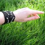 Black Cotton Knit Lace Cuff..