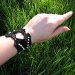 Black Cotton Knit Lace Cuff..