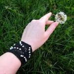 Black Cotton Knit Lace Cuff..
