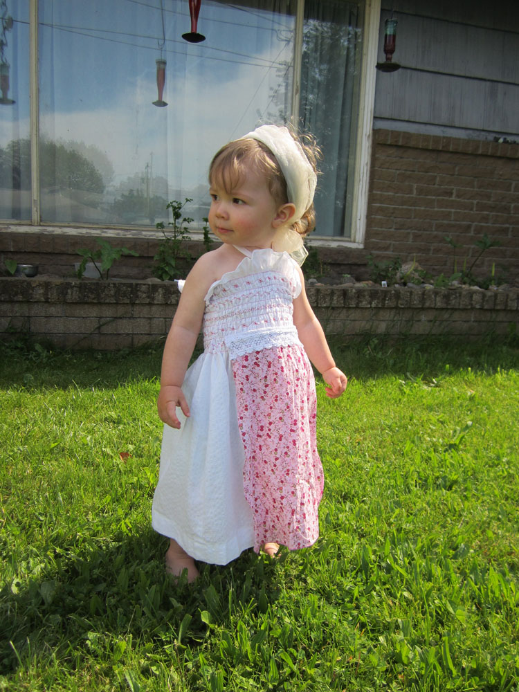 Toddler, Little White Apron Front Sun Dress, 12 month, One of a Kind, Ready to Ship, Free Shipping